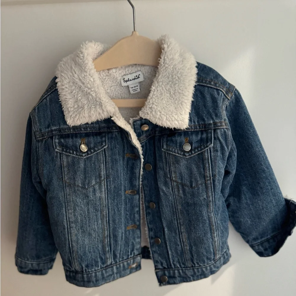 Unbranded Kids Blue Denim Jacket with White Sherpa Collar